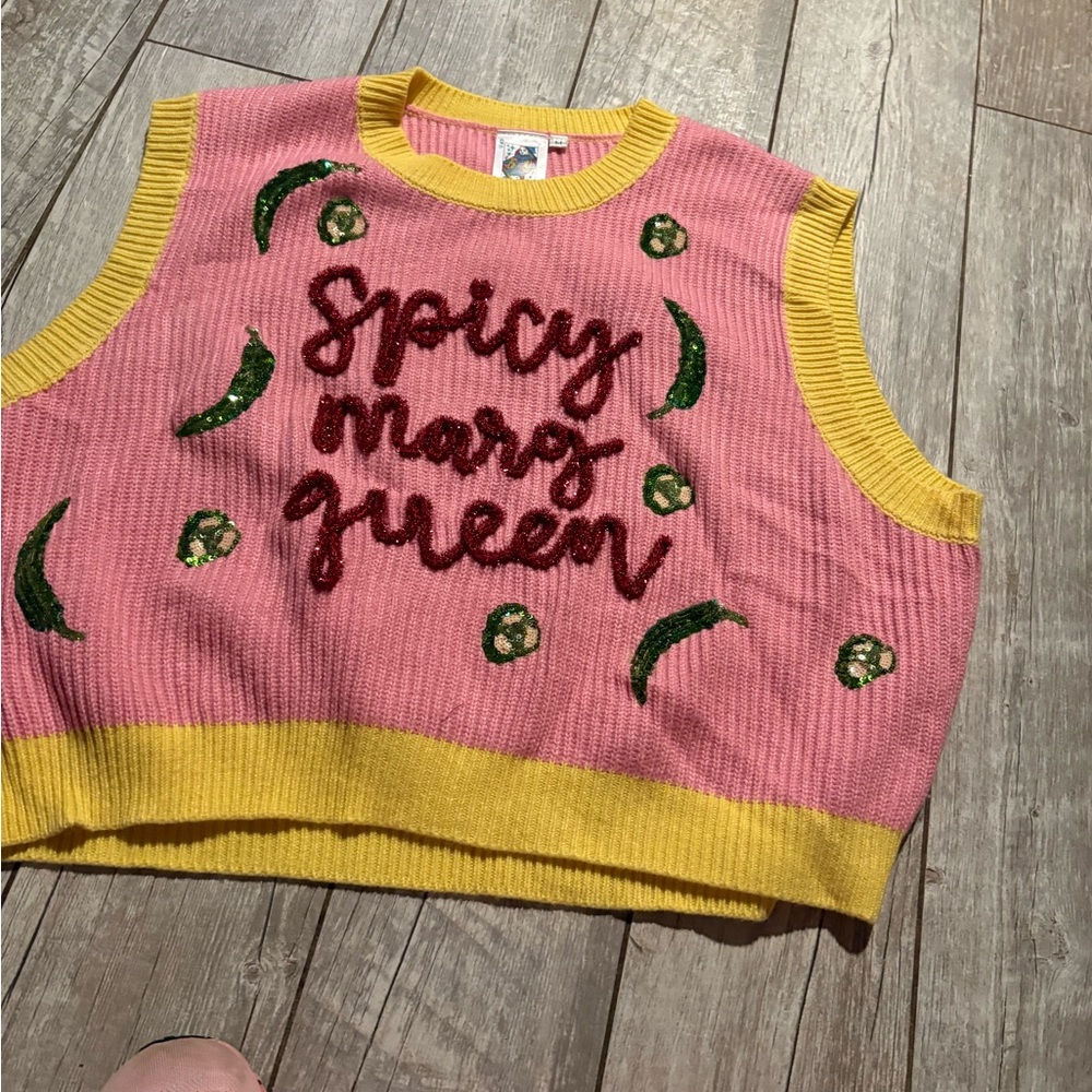 QUEEN OF SPARKLES Pink and Yellow Sleeveless Top